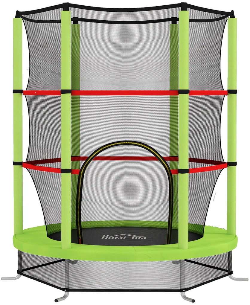 HOMCOM Trampolim Infantil Ø140x190 cm Trampolim para Crianças de 3-6 Anos com Rede de Segurança Carga 45 kg para Interior Verde | Aosom Portugal