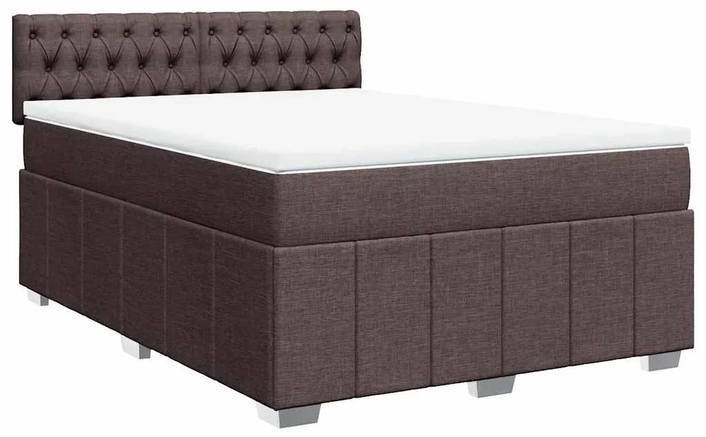 Cama com molas/colchão 140x190 cm tecido castanho-escuro