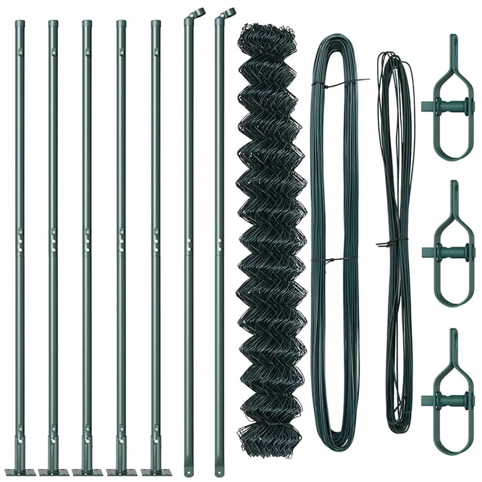 Conjunto de Postes de Cerca Prateado 10 x 1.6 m