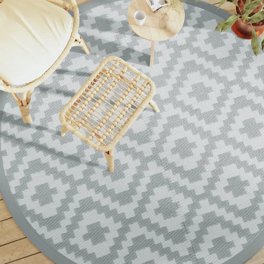vidaXL Tapete de exterior Ø200 cm ARAKIL PP cinzento