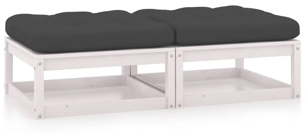 vidaXL Apoio de pés p/ jardim c/ almofadões 2 pcs pinho maciço