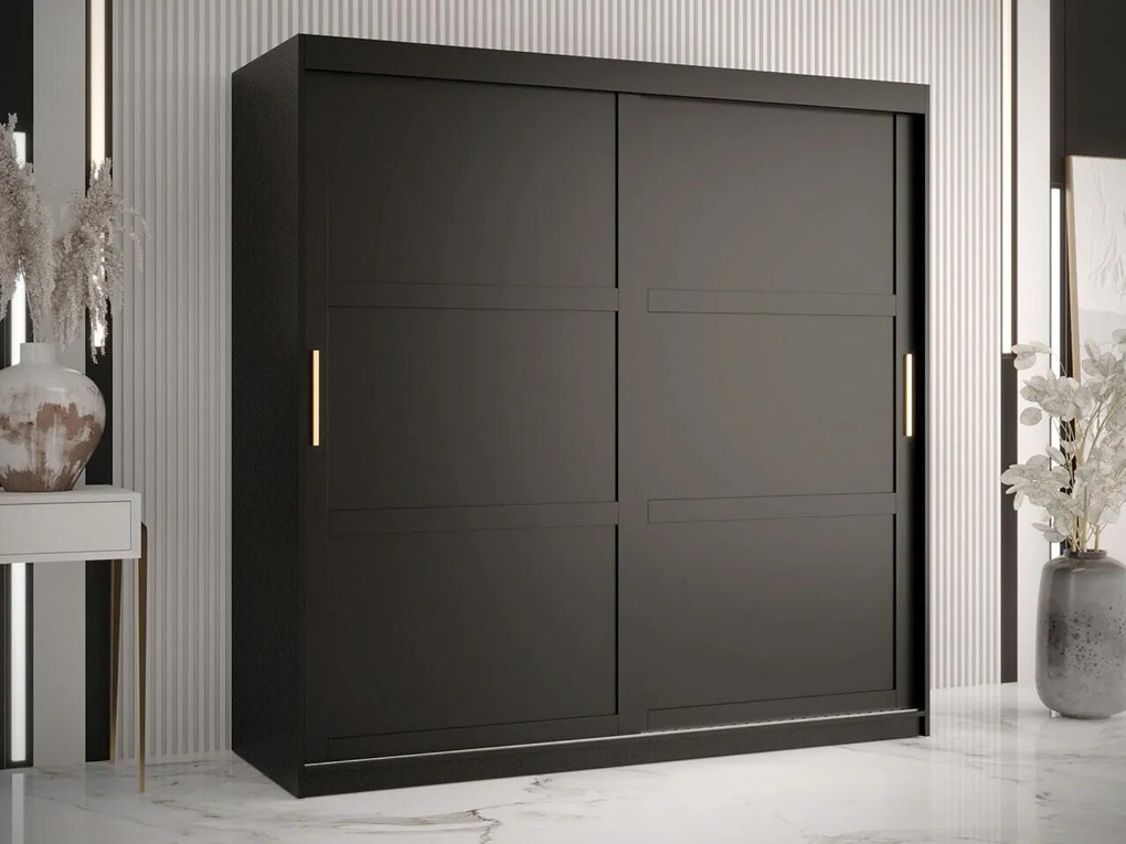 Roupeiro Ferfere 101, Preto, 200x180x62cm, 149 kg, Portas para roupeiro: Deslizante, Número de prateleiras: 9, Número de prateleiras: 9