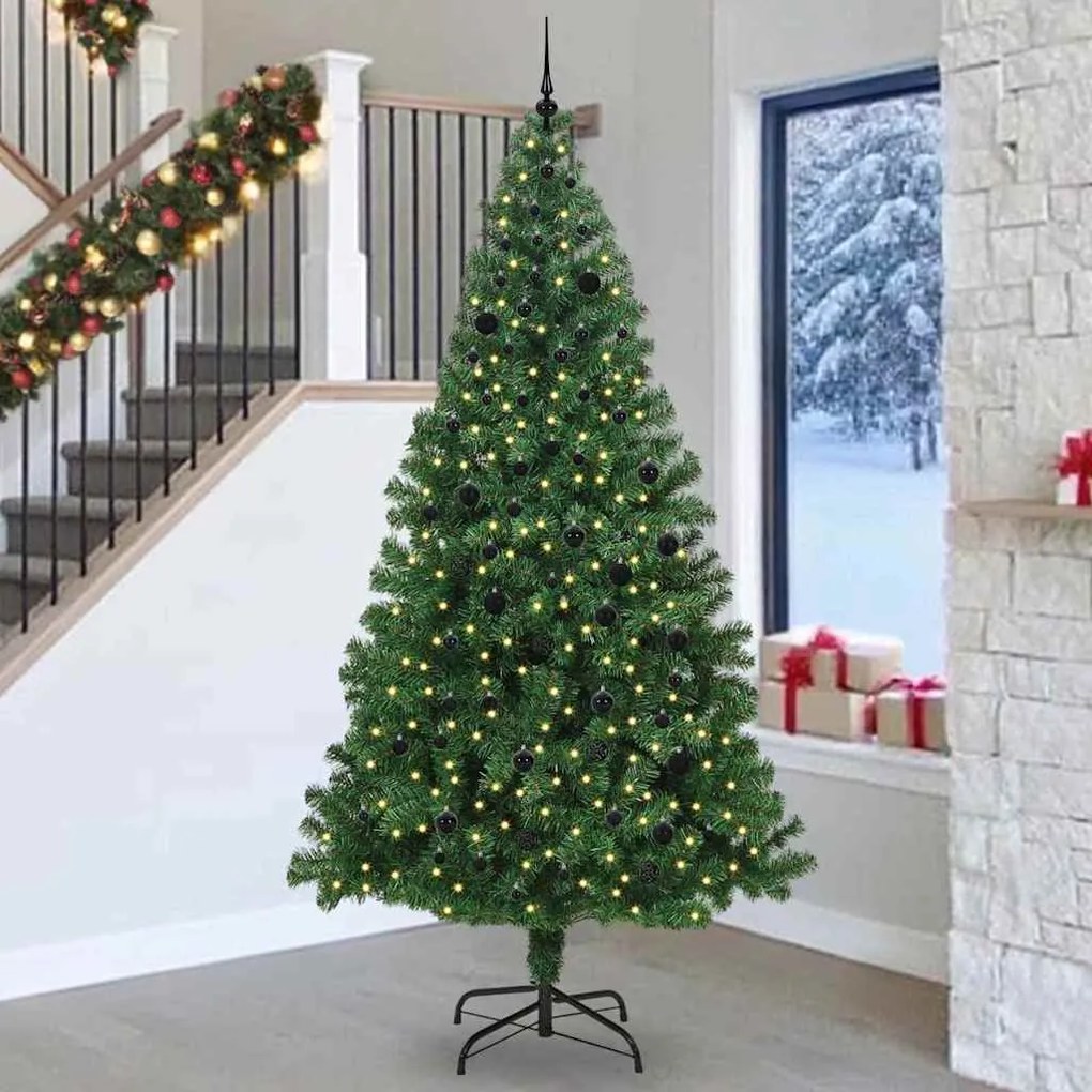 vidaXL Árvore de Natal Artificial Verde 240 cm PVC, Aço e Plástico