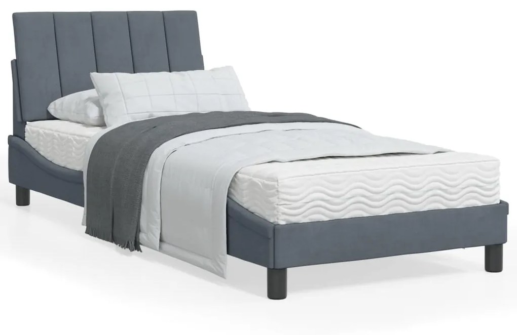 vidaXL Estrutura de cama sem colchão 90x190 cm veludo cinzento-escuro