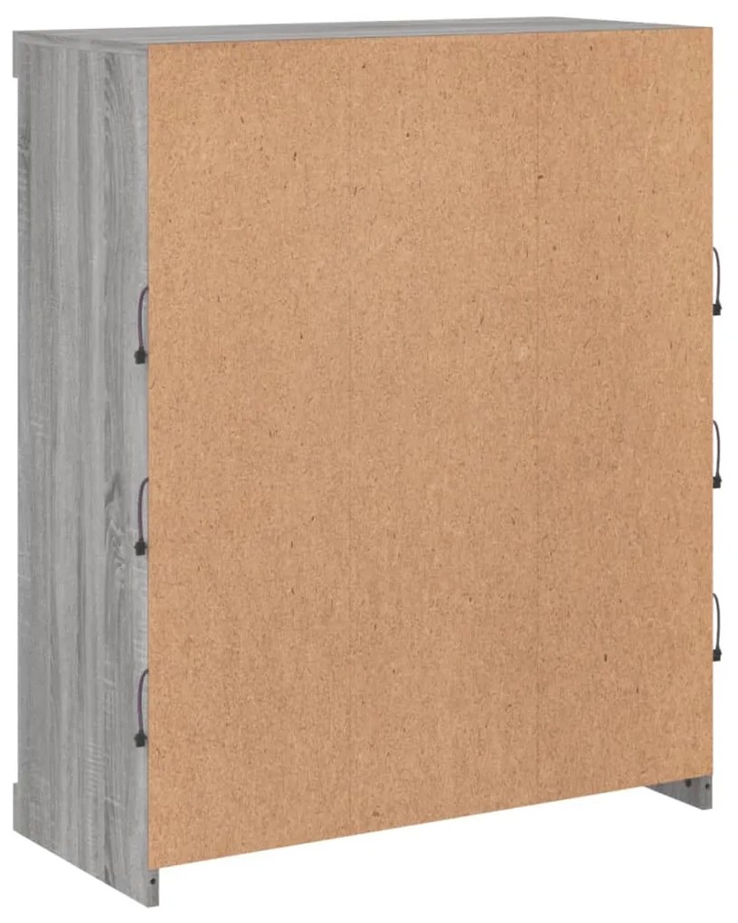 Aparador com luzes LED 81x37x100 cm cinzento sonoma