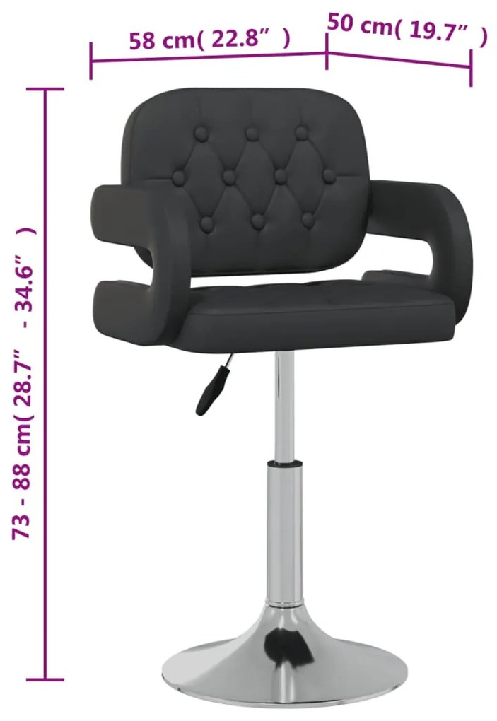 Cadeiras de jantar giratórias 2 pcs couro artificial preto