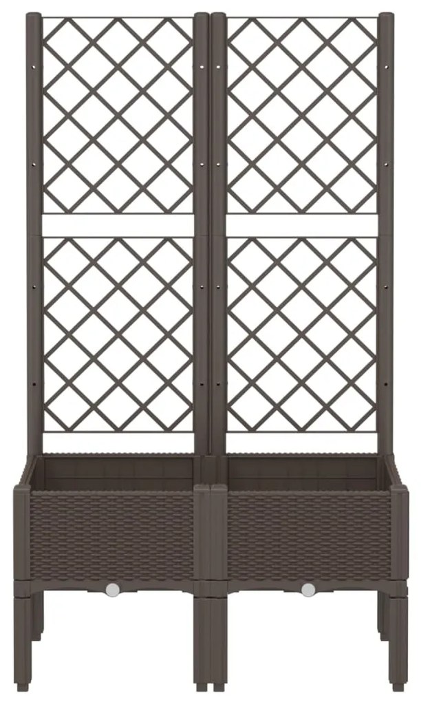 Vaso/floreira de jardim c/ treliça 80x40x142 cm PP castanho