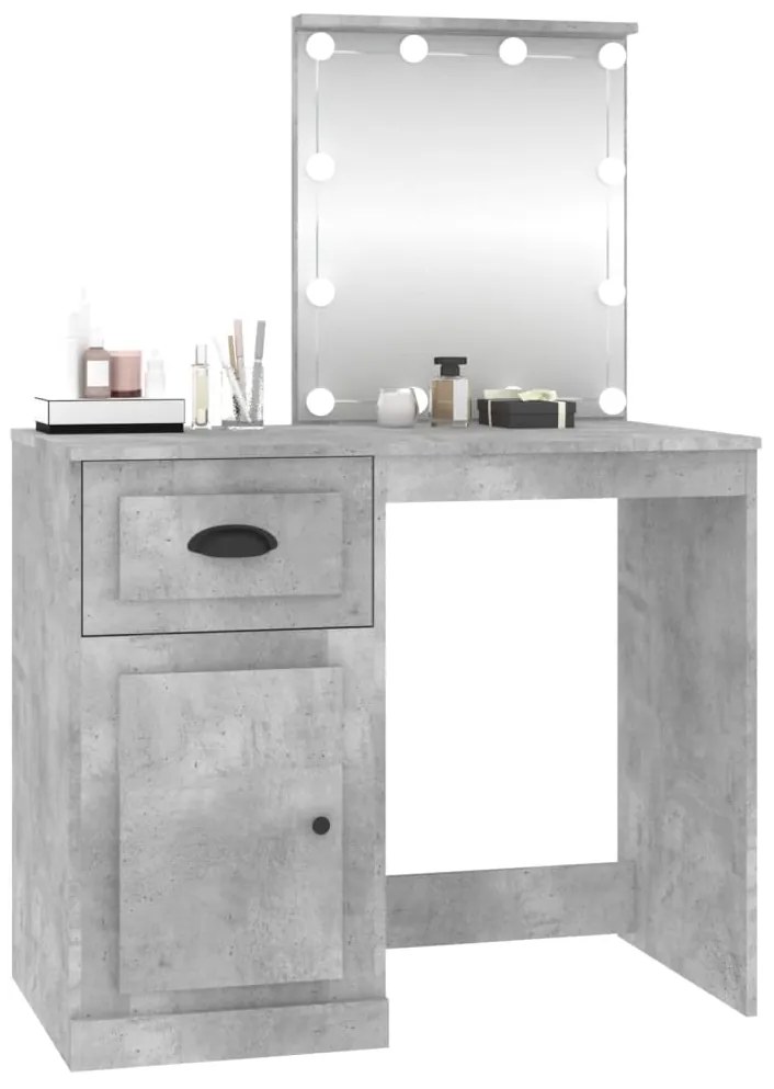 Toucador c/ luzes LED 90x50x132,5cm deriv.madeira cinza cimento
