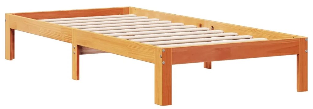 Cama com estante sem colchão 90x200cm pinho maciço castanho-mel