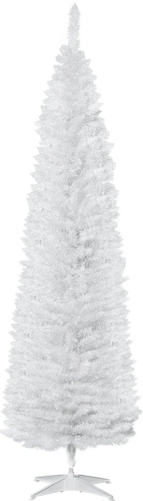 Árvore de Natal Artificial 210 cm Ignífugo com 199 Ramos de PVC Decoração de Natal para Interiores Branco
