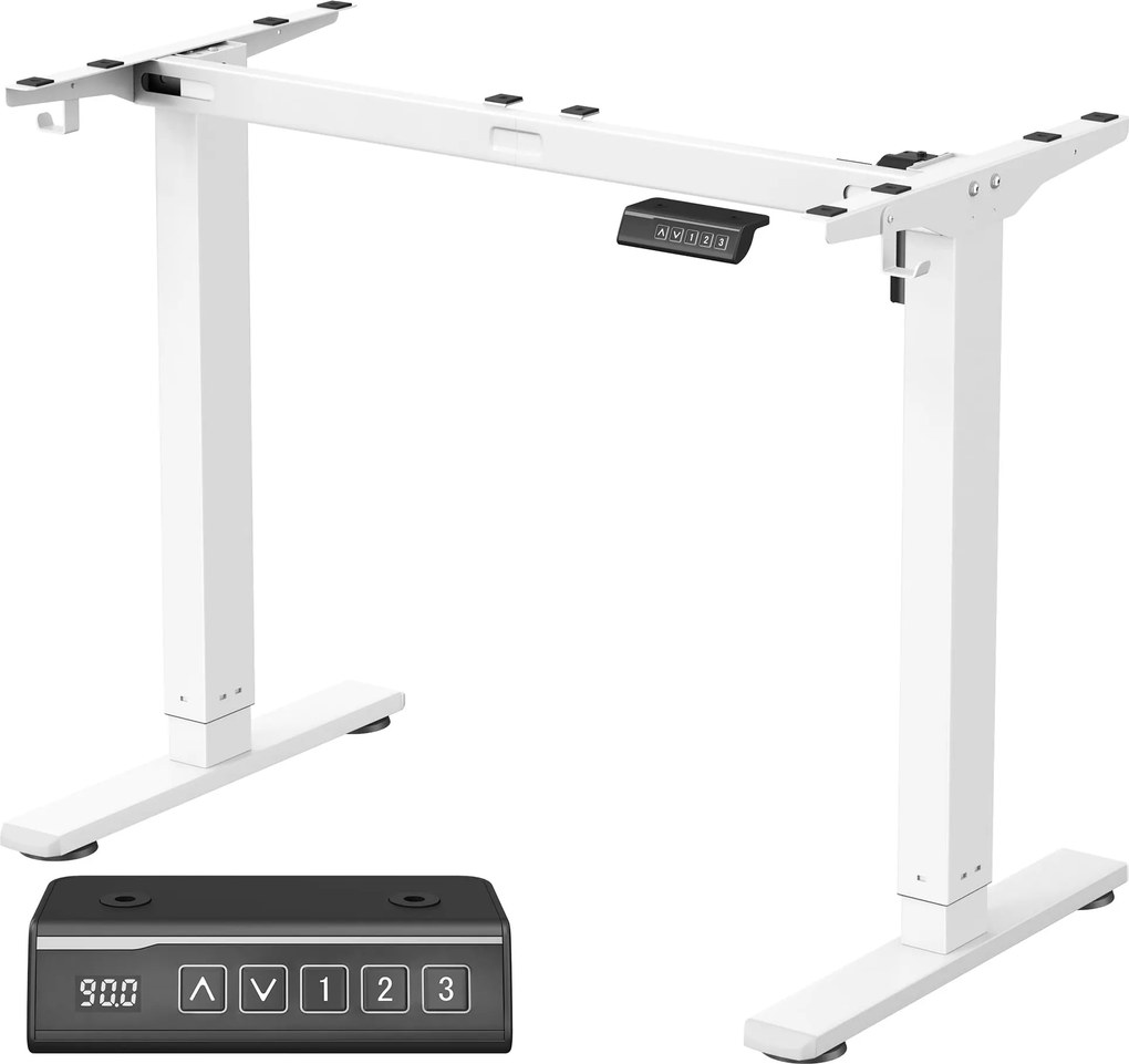 Secretária com altura ajustável eletricamente (SEM TAMPO) 59,6 x 90-140 x 72-120 cm Branco