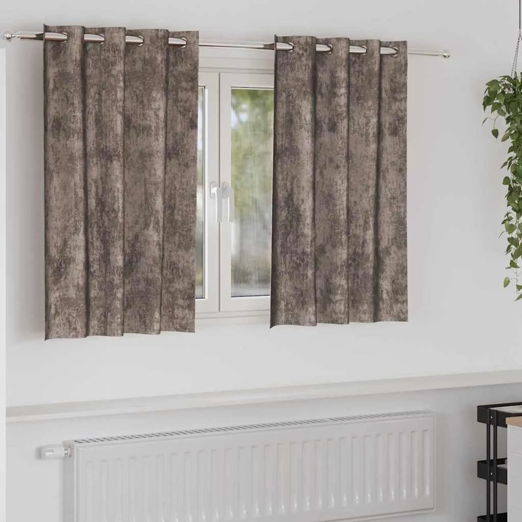 vidaXL Cortinas de Veludo 2 pcs com Ilhós Cappuccino 140x140 cm