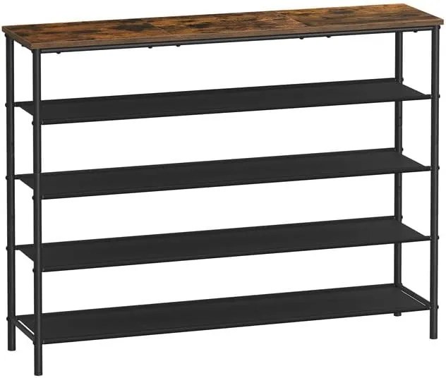 Sapateira estreita com 5 prateleiras para corredor | VASAGLE | 120 x 88,5 x 29 cm | marrom rústico|preto | LBS136B01.