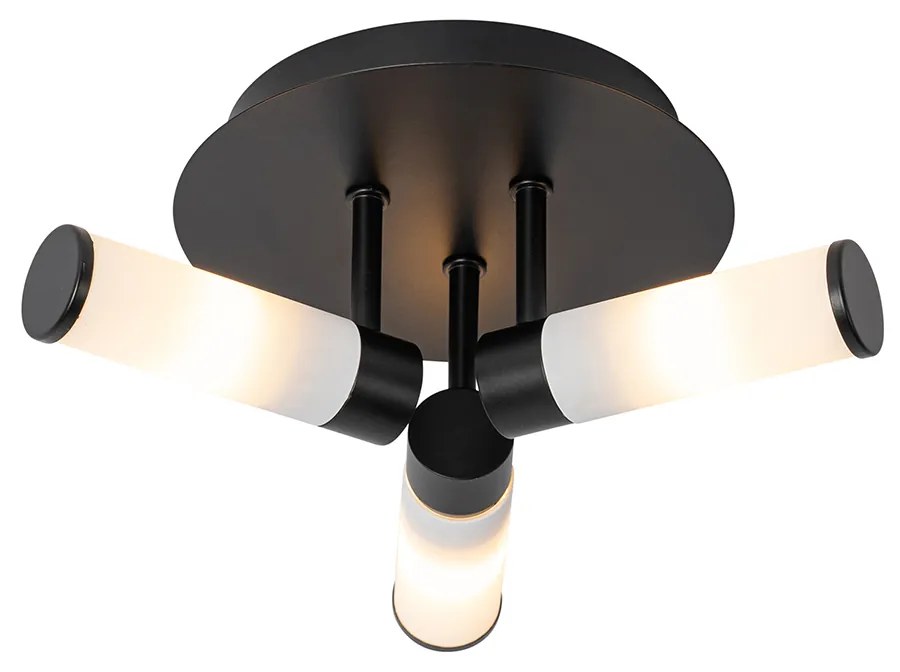 Candeeiro de teto moderno para casa de banho preto 3 luzes IP44 - Bath Moderno