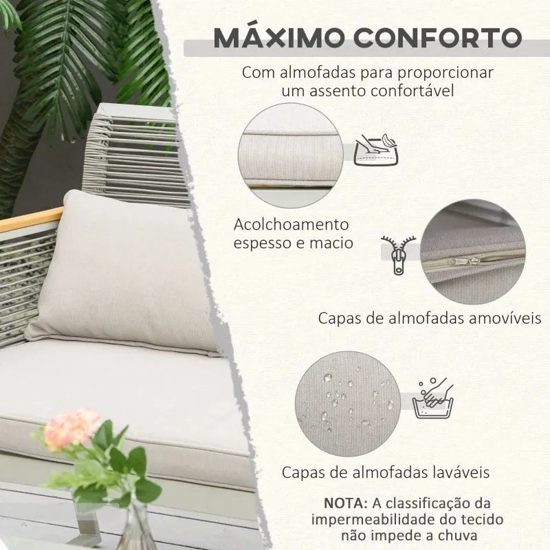 Conjunto Lounge Madalena em Vime - 2 Cadeiras, 1 Sofá e 1 Mesa - Desig