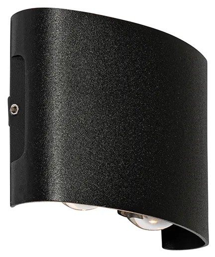 Candeeiro de parede exterior preto com LED 4 luzes IP54 - Silly Moderno