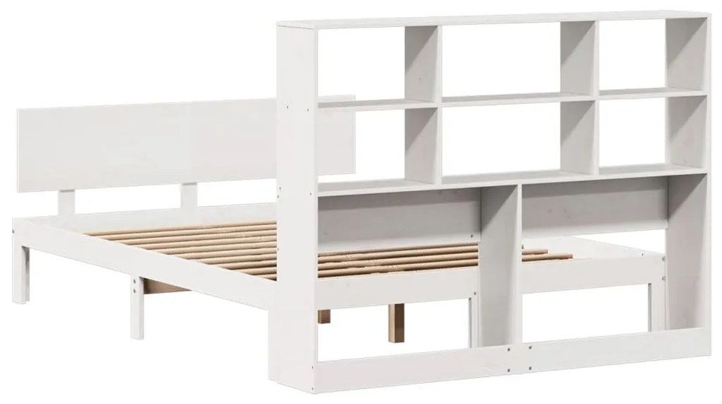 Cama com estante sem colchão 120x190 cm pinho maciço branco