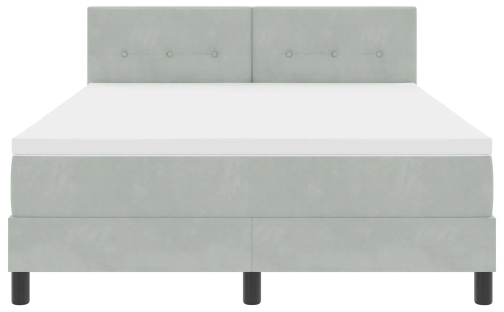 Cama Box com Colchão vidaXL Cinza Claro 140x190 cm Veludo