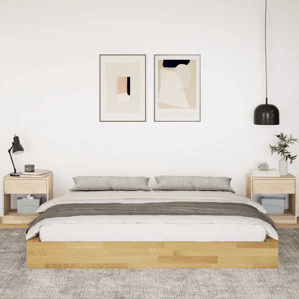 Estrutura de cama sem colchão 180x200 cm de madeira de carvalho
