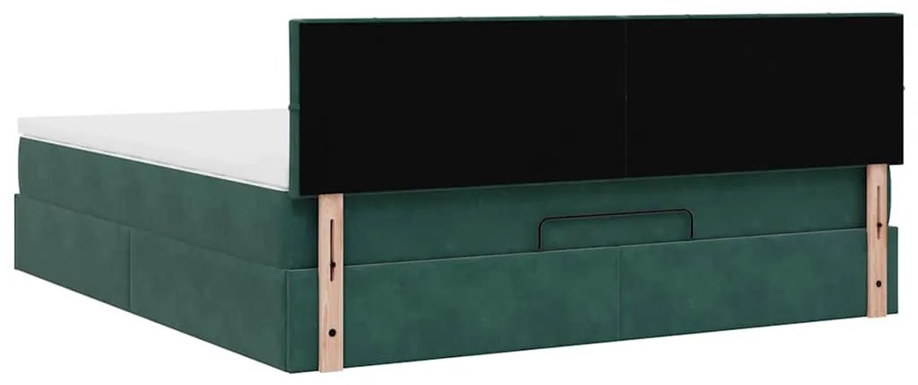 Estrutura de cama otomana com colchão 160x200 cm verde escuro