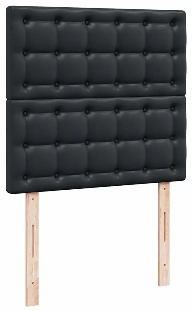 Estrutura de cama otomana com colchões pele artificial preta