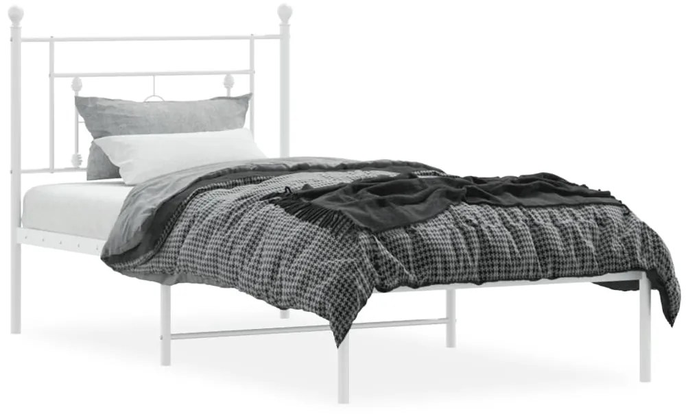 Estrutura de cama com cabeceira 100x200 cm metal branco