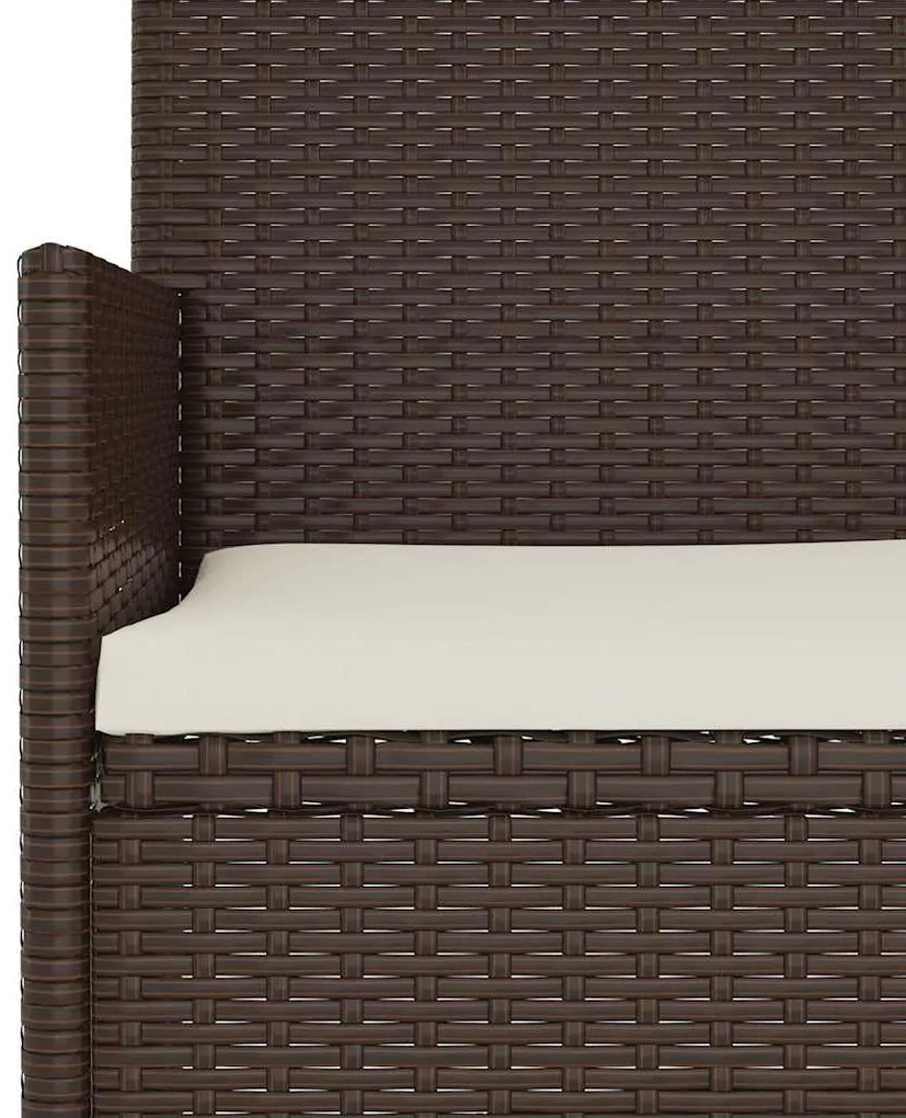 4 pcs conjunto lounge jardim c/ almofadões vime PE castanho