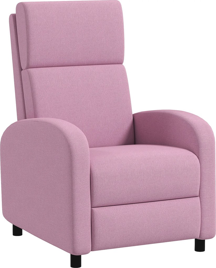 HOMCOM Poltrona Relax Reclinável até 160° Poltrona Reclinável Manual com Apoio para os Pés 64x86x102 cm Rosa | Aosom Portugal