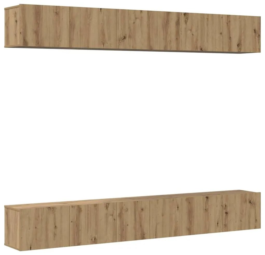 Conjunto de móvel de TV com prateleira 6 pcs carvalho artisiano