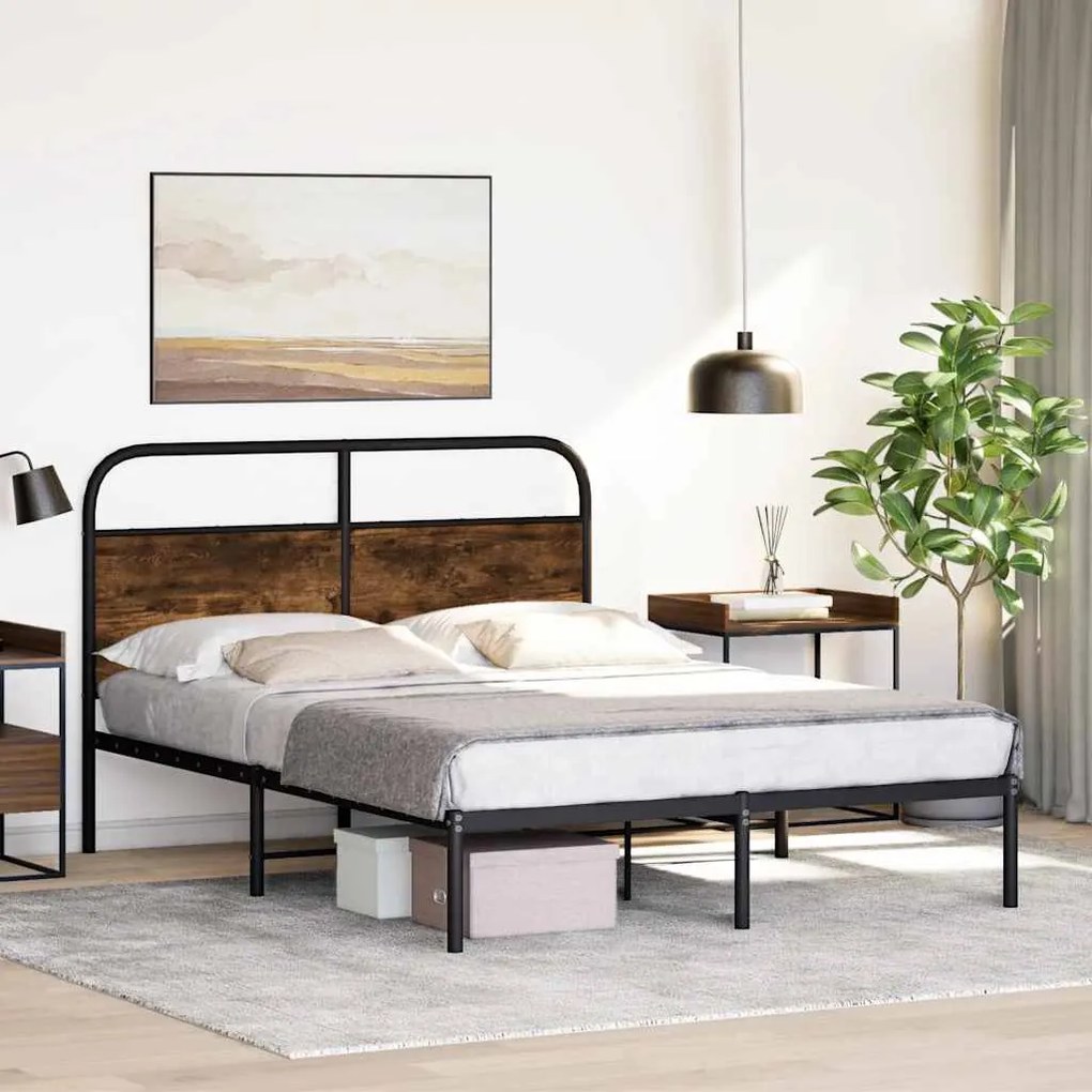 Estrutura cama s/ colchão derivados de madeira carvalho fumado