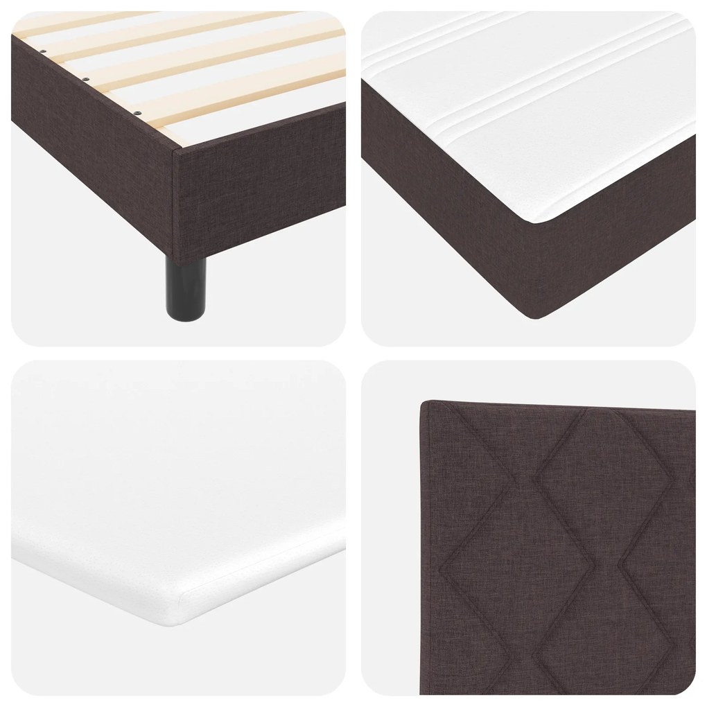 Cama Box Spring com Colchão Castanho 140x190 cm Tecido