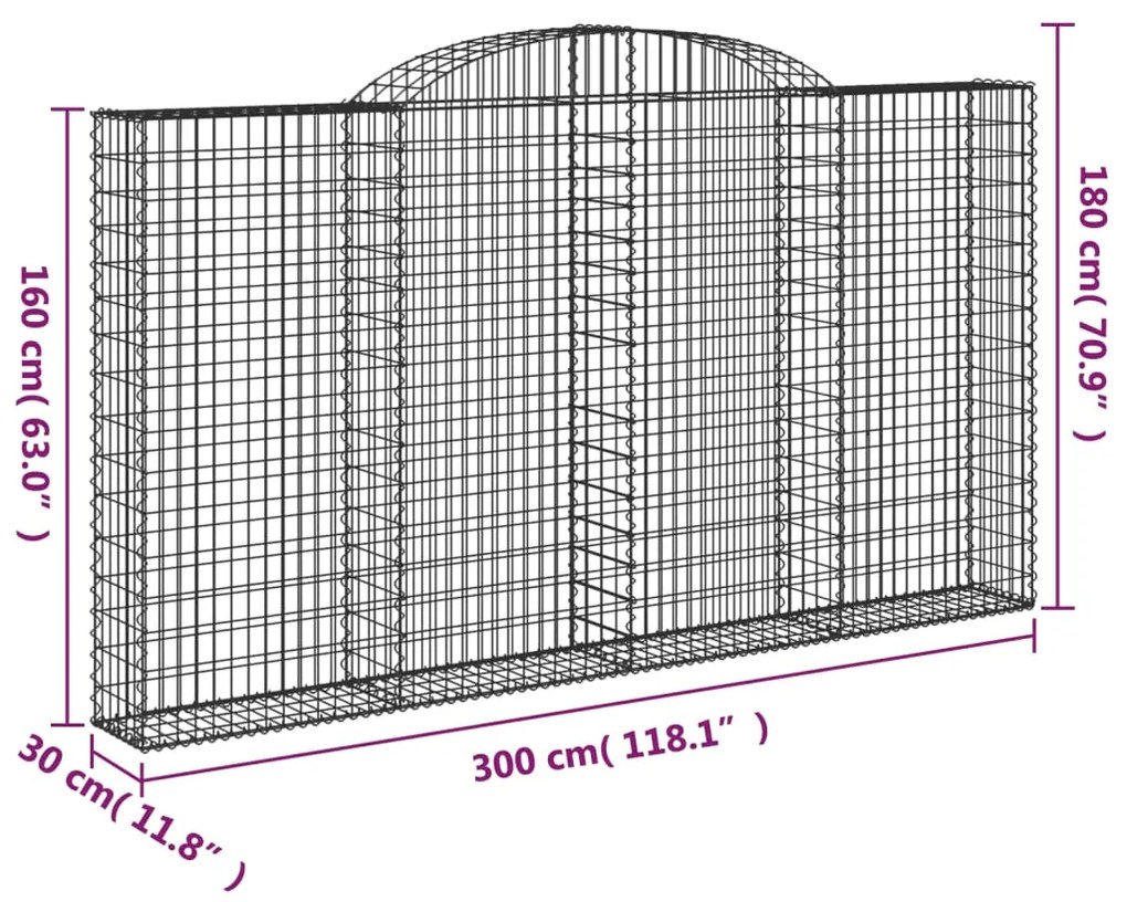 Cesto gabião arqueado 300x30x160/180 cm ferro galvanizado