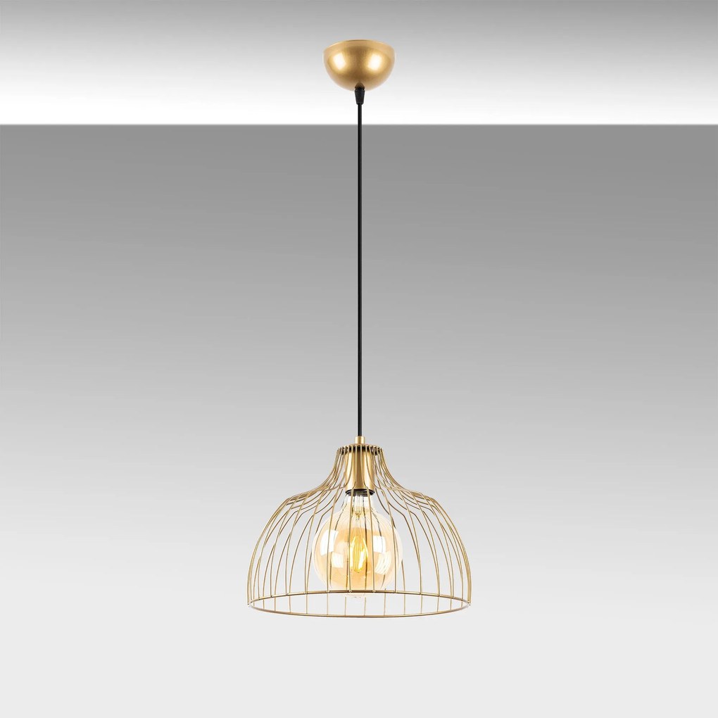 Candeeiro Chandelier Kozan – Ouro Brilhante – 28 x 28 x 126 cm