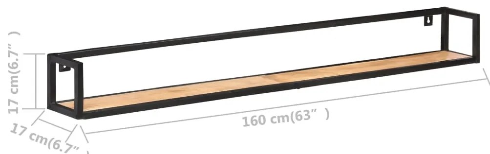 Prateleiras parede 2 pcs 160 cm madeira de acácia maciça