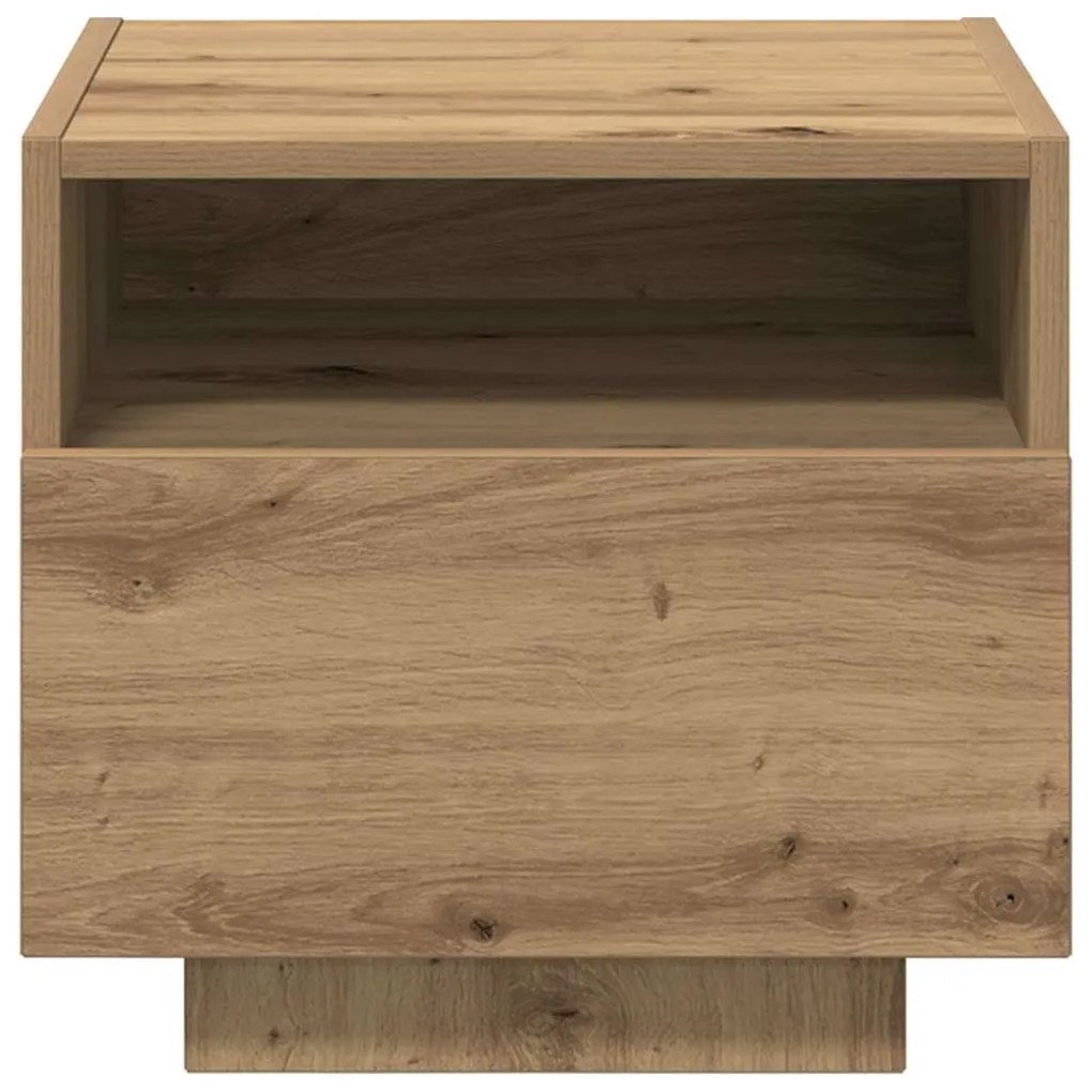 Criado-mudo vidaXL com Luzes LED Carvalho Artesanal 40x39x37 cm