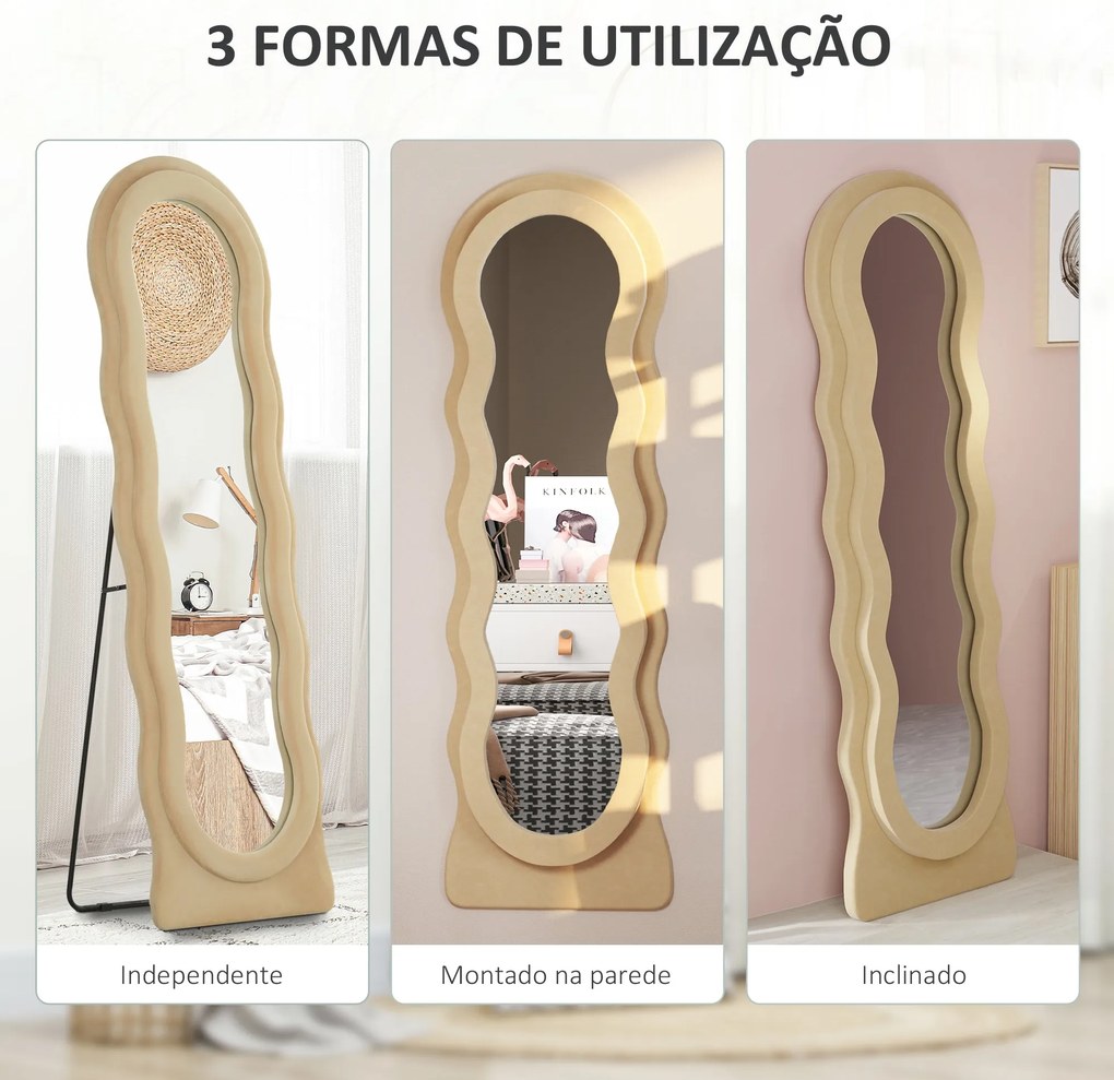 Espelho de Corpo Inteiro "Ondas" – 50x160 cm – Bege