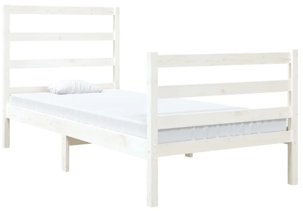 Estrutura de cama solteiro 90x190 cm pinho maciço branco