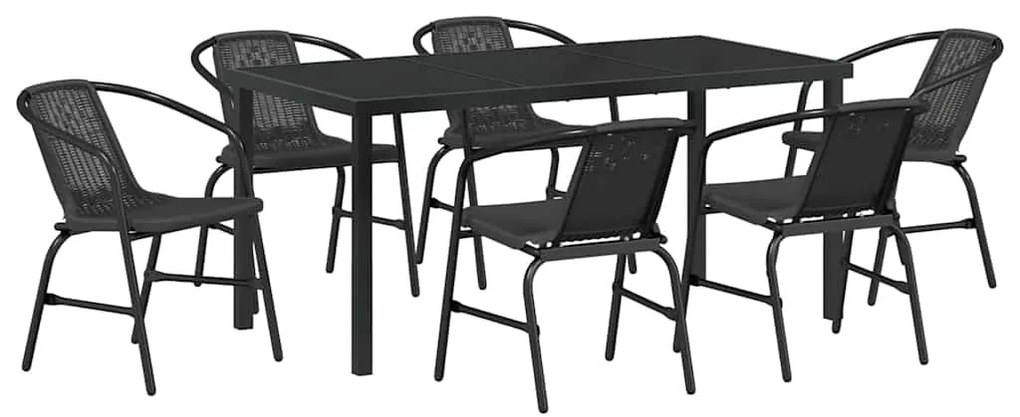 Conjunto de Jantar de Jardim com 7 Peças em Rattan Preto