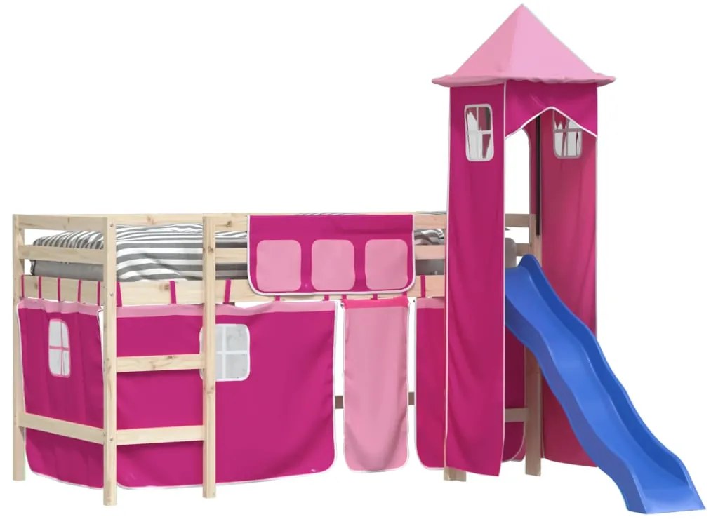 Cortinas para cama elevada com torre poliéster rosa