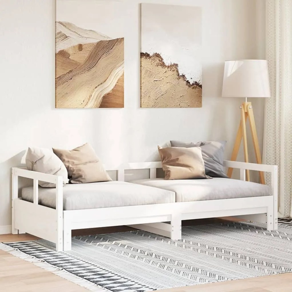 vidaXL Sofá-cama sem colchão 90x190 cm madeira de pinho maciça branco