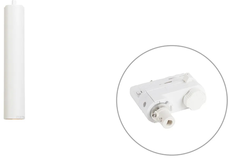 Candeeiro suspenso de design branco com adaptador de calha trifásico - 3-Phase Tuba Small