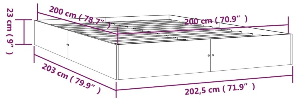 Estrutura de cama 200x200 cm madeira maciça branco