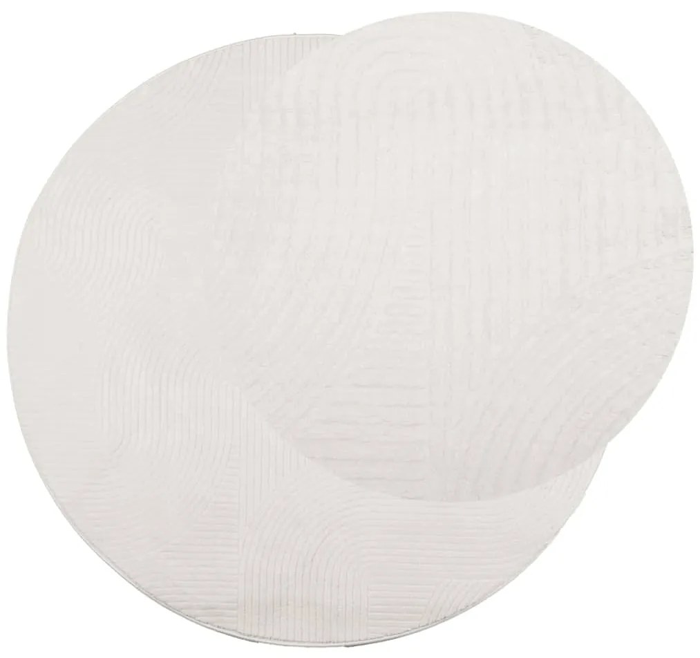 Tapete de pelo curto IZA visual escandinavo Ø 80 cm cor creme
