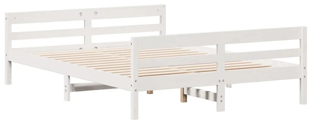 Cama sem colchão 140x200 cm madeira de pinho maciça branco