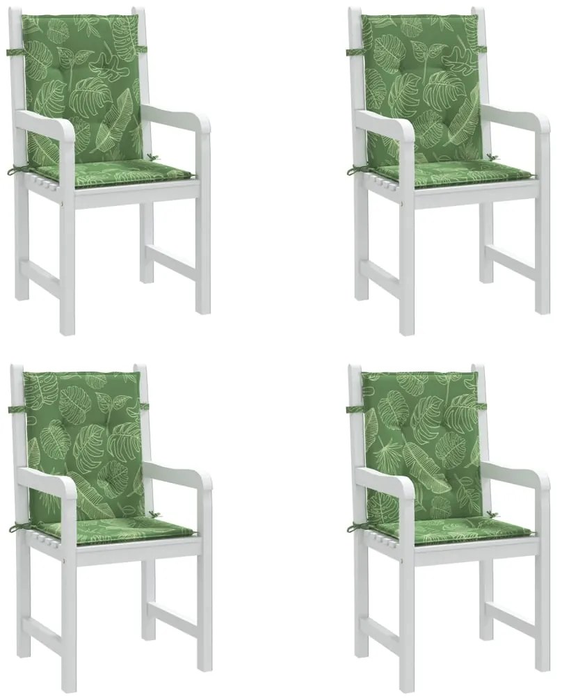 Almofadões cadeira de encosto baixo 4 pcs tecido padrão folhas