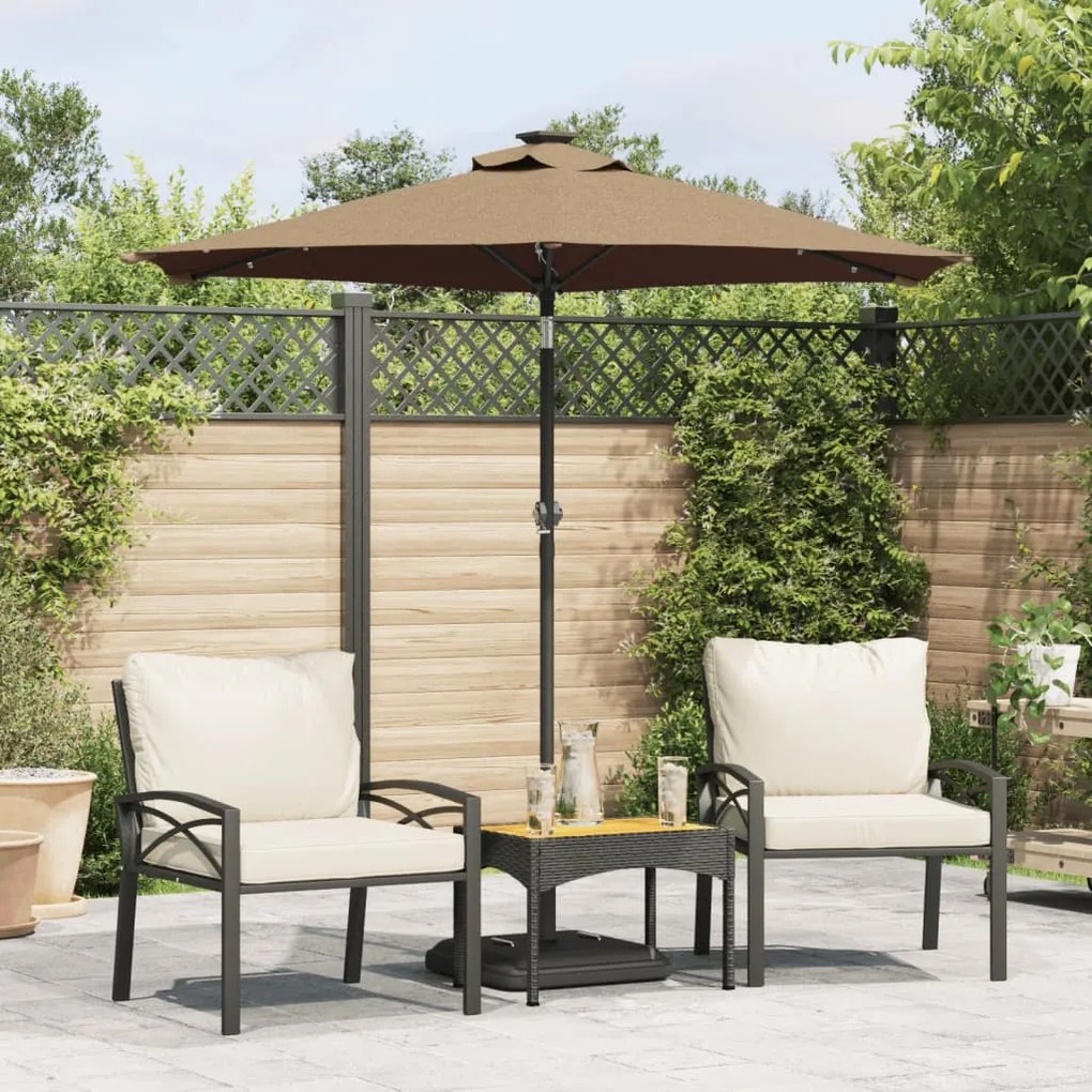 vidaXL Guarda-sol jardim c/ LEDs e poste de aço 225x225x212 cm