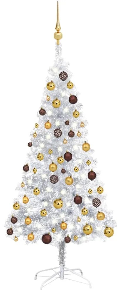 vidaXL Árvore Natal artificial pré-iluminada c/bola 150cm PET prateado