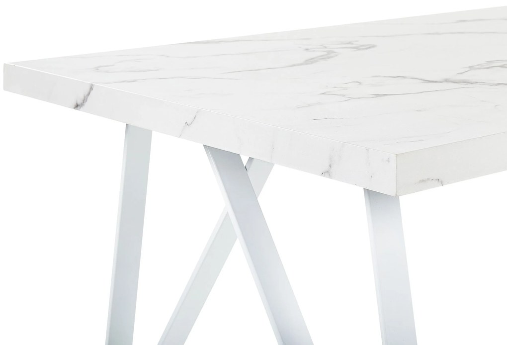 Mesa de jantar com efeito de mármore branco 160 x 90 cm GRIEGER  Beliani