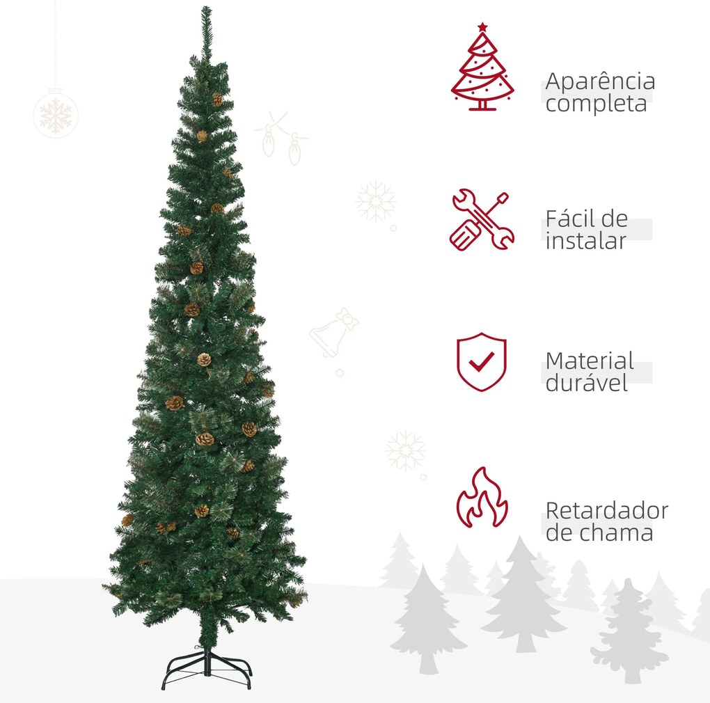 HOMCOM Árvore de Natal Artificial 225 cm Árvore de Natal com 706 Ramos