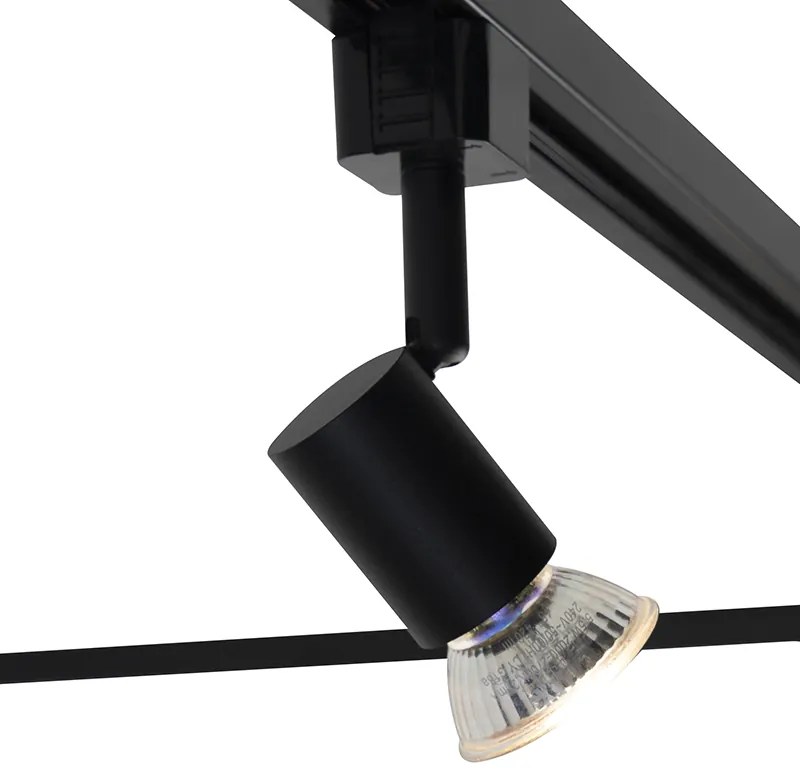 Sistema de calhas de iluminação inteligente preto monofásico com 5 luzes incluindo Wifi GU10 - Iconic Jeany